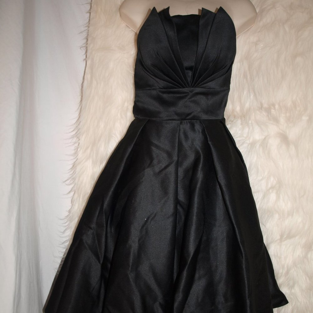 Black Cocktail DRESS With Pleated Front BY COCO MELODY SIZE M USED 4 PHOTO SHOOT